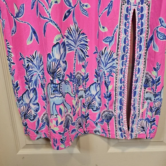 Lilly Pulitzer Carabella ChillyLilly Maxi Midi Elephant Palm Tree Tropical Dress - Picture 4 of 9